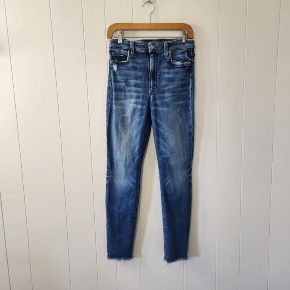 Joe's Jeans Charlie High Rise Skinny Ankle Stretchy Raw Frayed Hem Denim Casual - Picture 2 of 13